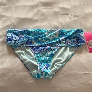 Lilly Pulitzer NWT Lagoon Sarong Hipster Bikini Bottom Turquoise Oasis 14